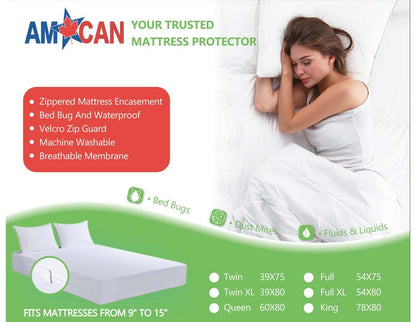 Economy High Profile Zippered Mattress Covers - One Side Waterproof (Fits 9’’-15’’)