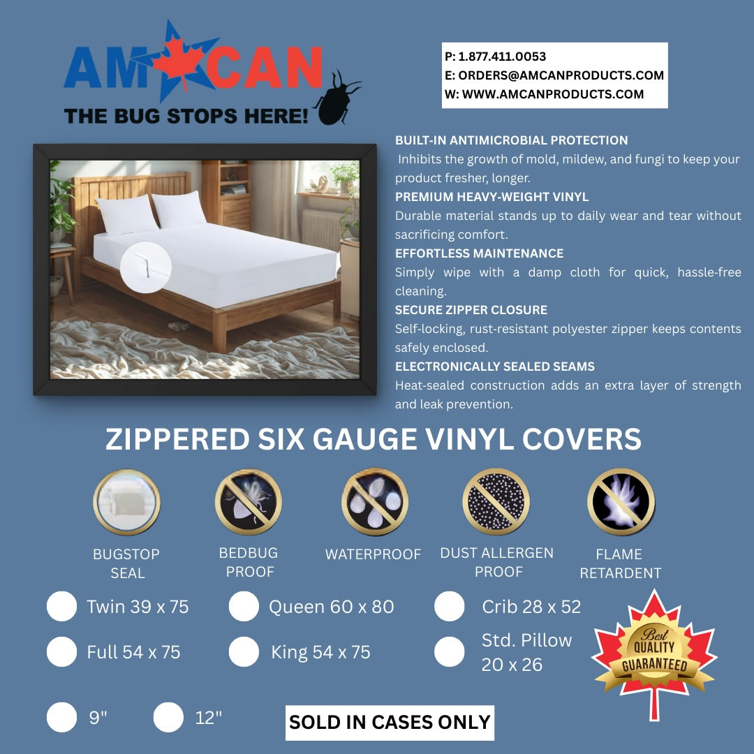 Vinyl Six Gauge Zippered Bedding Protector- Sold In Cases